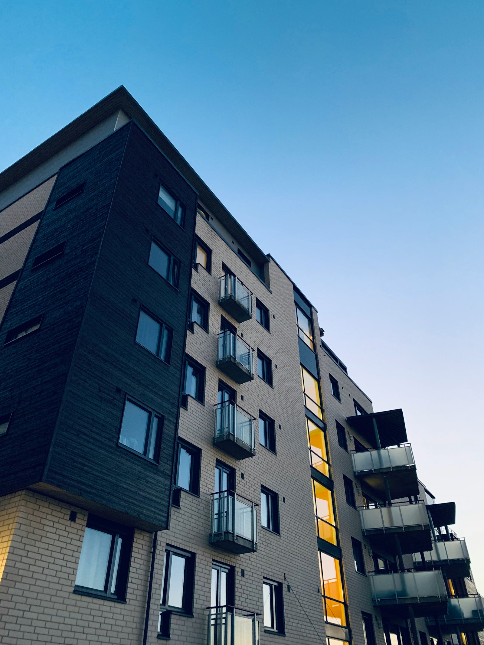 Low angle view of a modern residential tower