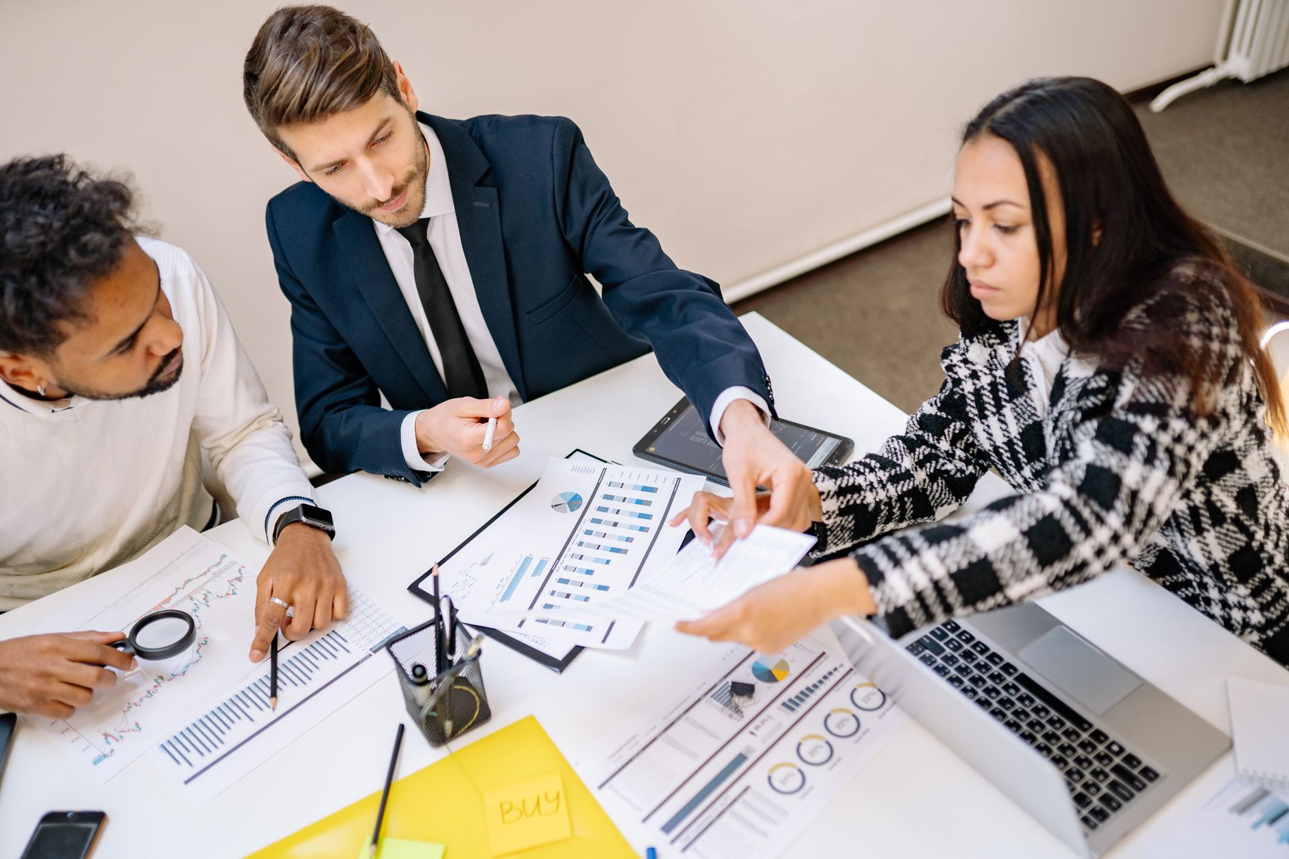 Financial professionals reviewing an investment plan